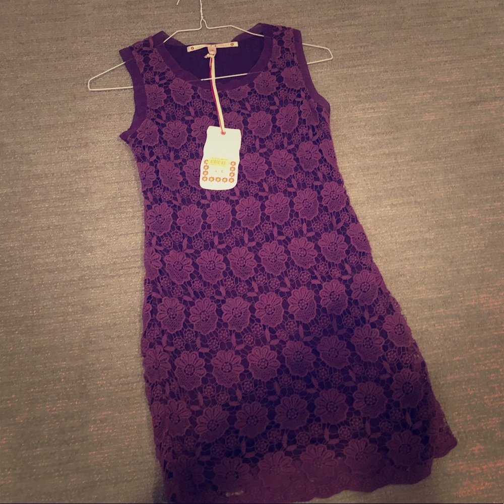 Purple Lace Floral Dress